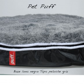 Pet Puff Mini: Base Lona Negro Peluche GrisPUFF MX